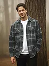 Black Recycled Check Flannel Shirt