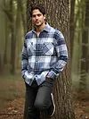 Blue Detachable Hoodie Flannel Shirt