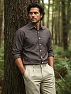 Brown Striped Corduroy Shirt