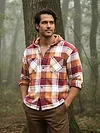 Orange Detachable Hoodie Flannel Shirt