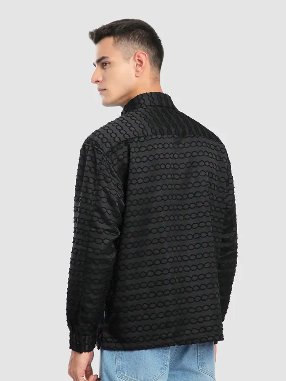 Black Fur Wave Textured Shirt