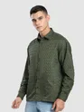Olive Fur Wave Textured Shirt