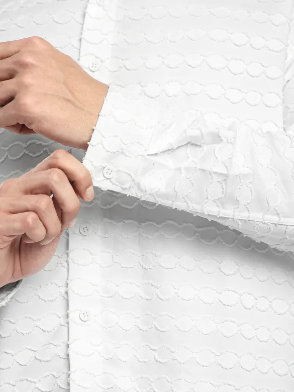 White Fur Wave Textured Shirt