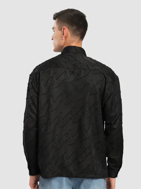 Black Fur Abstract Textured Shirt