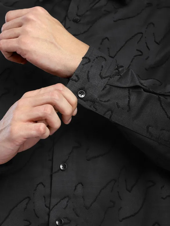 Black Fur Abstract Textured Shirt