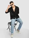 Black Fur Abstract Textured Shirt