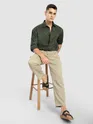 Olive Fur Abstract Textured Shirt