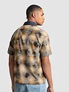 Brown and Blue Denim Collar Zipper Shirt