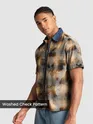 Brown and Blue Denim Collar Zipper Shirt