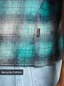 Green and Blue Denim Collar Zipper Shirt