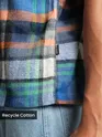 Orange and Blue Denim Collar Zipper Shirt