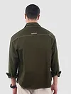 Army Green Dual Pocket Contrast Stitch Shirt