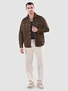 Brown Dual Pocket Contrast Stitch Shirt