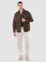 Brown Dual Pocket Contrast Stitch Shirt