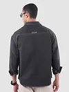Dark Grey Dual Pocket Contrast Stitch Shirt