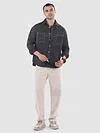 Dark Grey Dual Pocket Contrast Stitch Shirt
