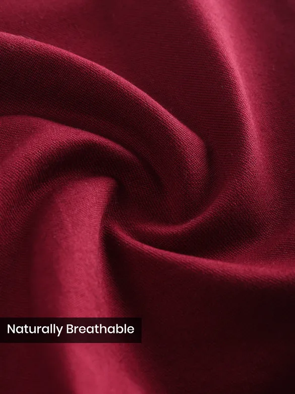 Maroon Dual Pocket Contrast Stitch Shirt