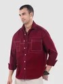Maroon Dual Pocket Contrast Stitch Shirt