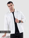 White Dual Pocket Contrast Stitch Shirt