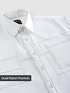 White Dual Pocket Contrast Stitch Shirt