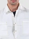 White Dual Pocket Contrast Stitch Shirt