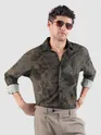 Brown Tropical Printed Viscose Shirt