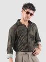 Brown Tropical Printed Viscose Shirt