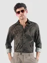 Brown Tropical Printed Viscose Shirt