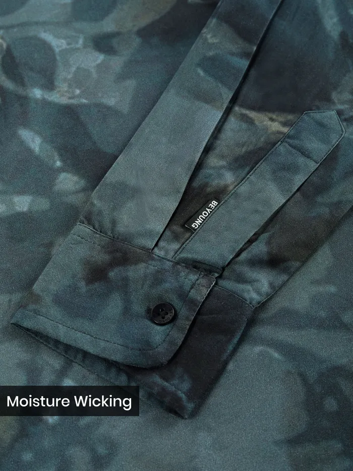 Grey Tropical Printed Viscose Shirt