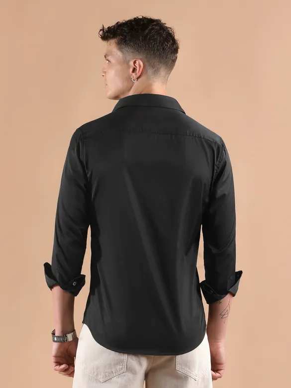 Black Smooth Fit Solid Shirt