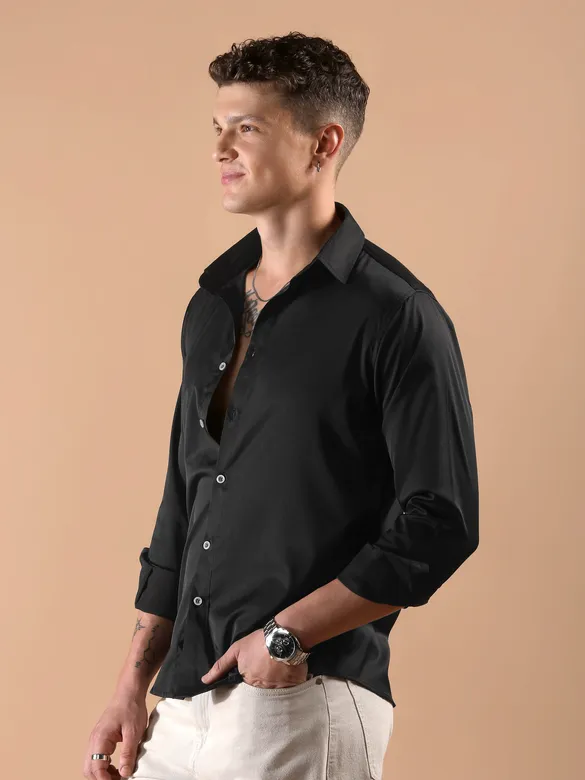 Black Smooth Fit Solid Shirt