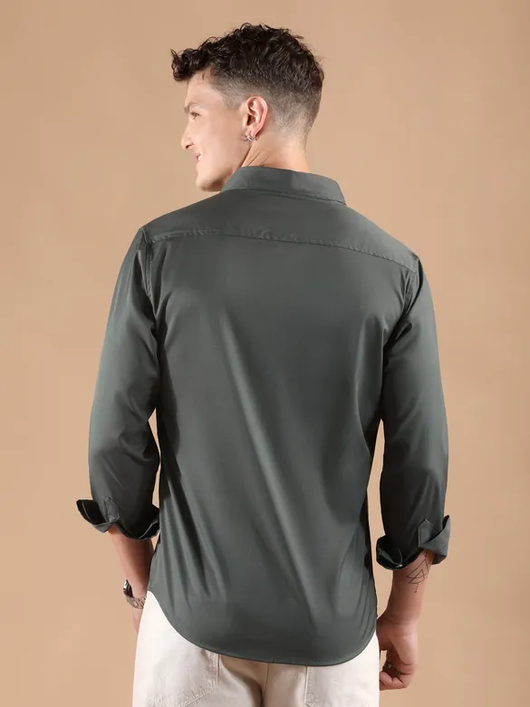 Dark Grey Smooth Fit Solid Shirt