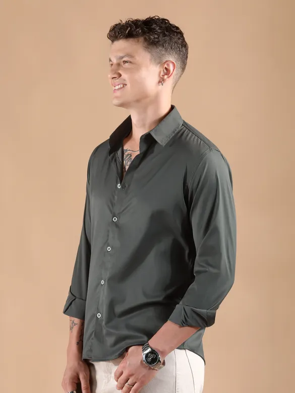 Dark Grey Smooth Fit Solid Shirt
