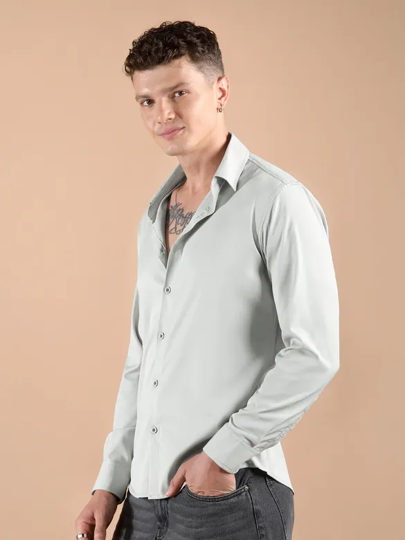 Light Grey Smooth Fit Solid Shirt