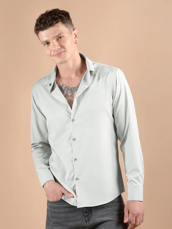 Light Grey Smooth Fit Solid Shirt