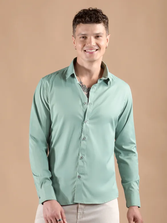 Seafoam Blue Smooth Fit Solid Shirt