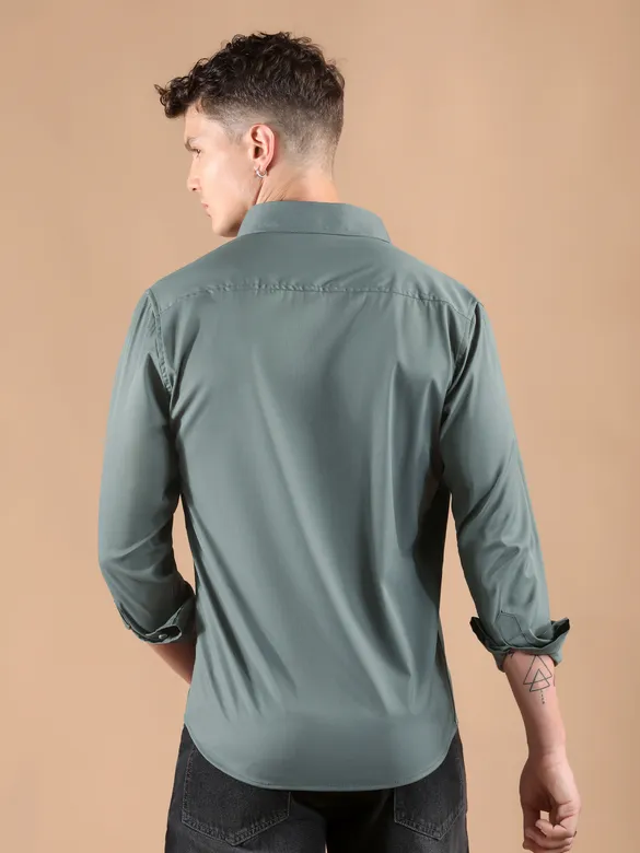 Stone Grey Smooth Fit Solid Shirt