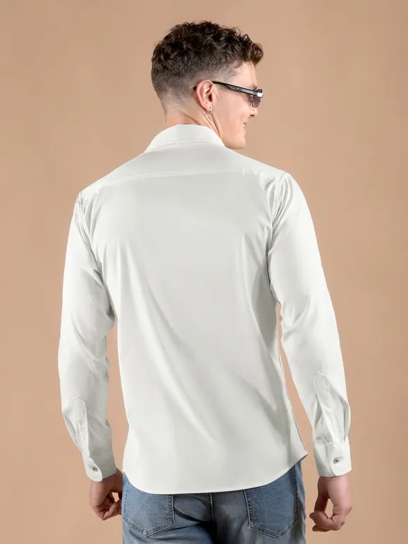 White Smooth Fit Solid Shirt