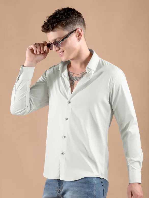 White Smooth Fit Solid Shirt