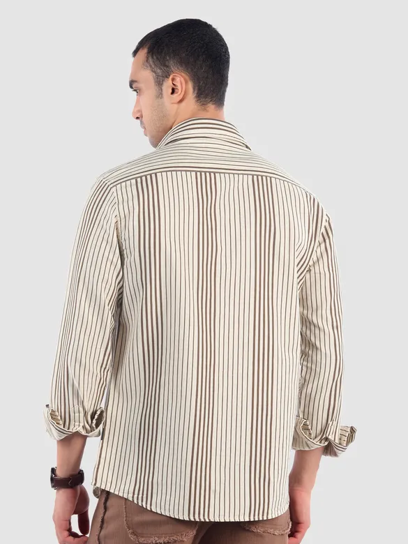 Brown Cotton Stripe Shirt