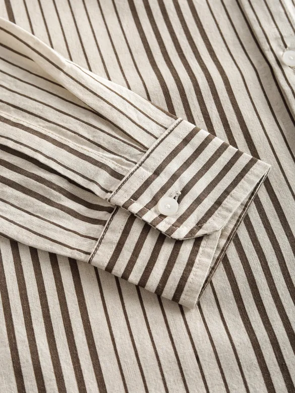Brown Cotton Stripe Shirt