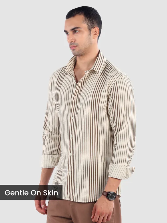 Brown Cotton Stripe Shirt