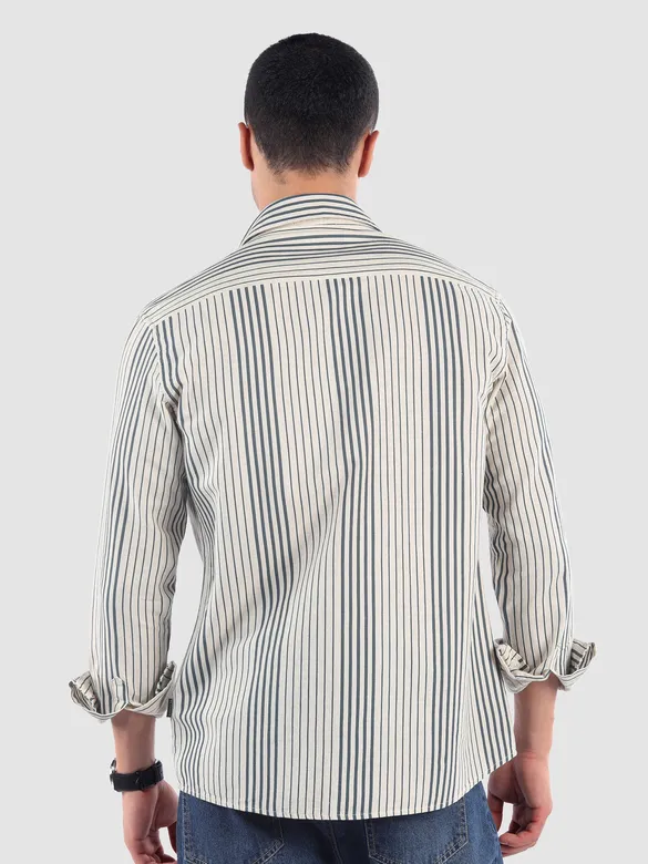 Navy Cotton Stripe Shirt