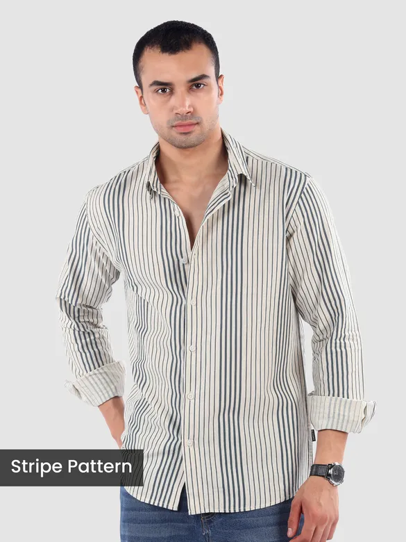 Navy Cotton Stripe Shirt