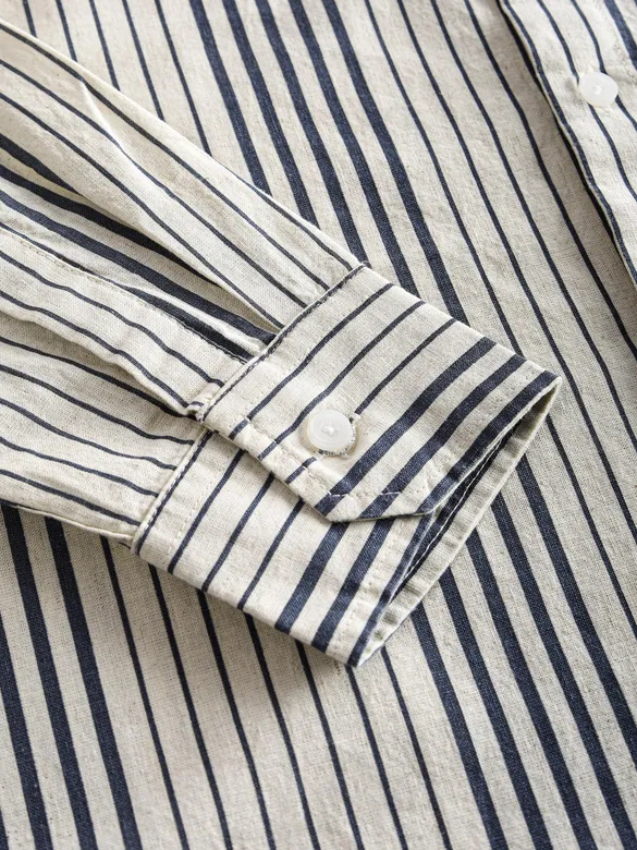 Navy Cotton Stripe Shirt