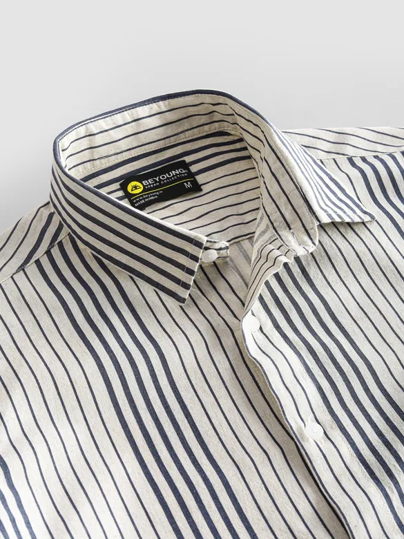 Navy Cotton Stripe Shirt
