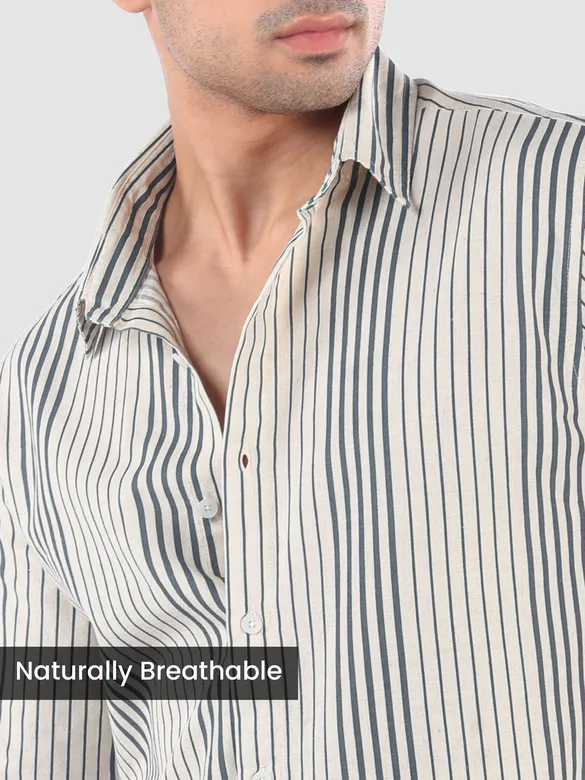 Navy Cotton Stripe Shirt