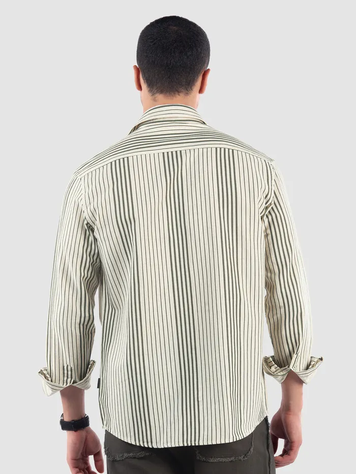Olive Cotton Stripe Shirt