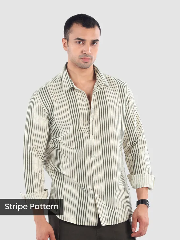 Olive Cotton Stripe Shirt