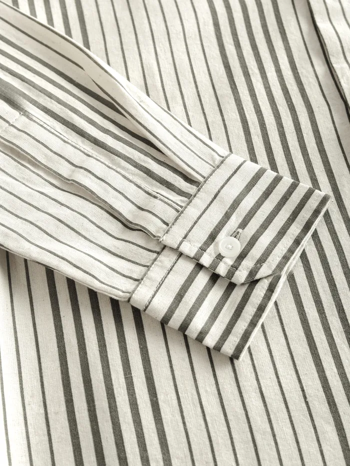 Olive Cotton Stripe Shirt